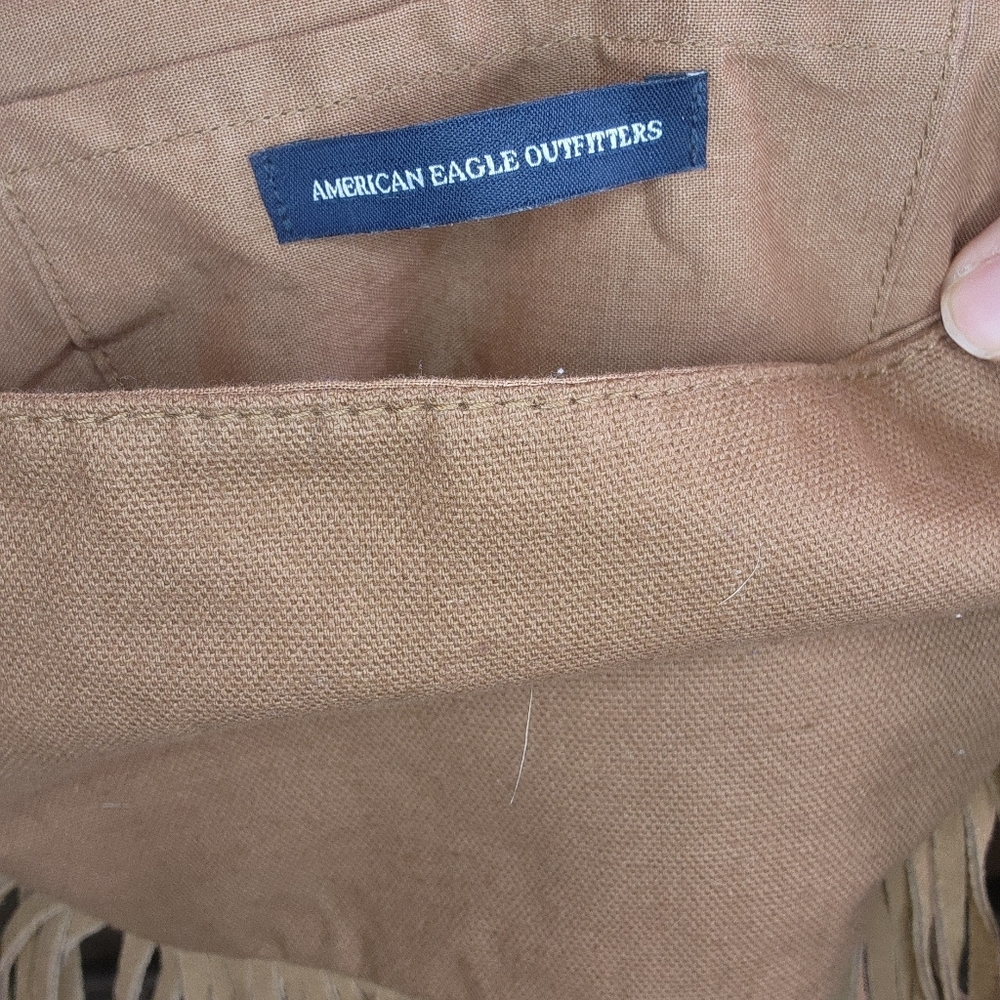 American Eagle Brown Y2K Bohemian Fribge Crossbody Purse - Picture 5 of 5